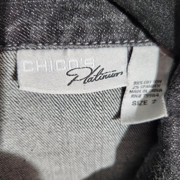 Chicos Platinum Jacket Black Denim Large - Picture 2 of 14